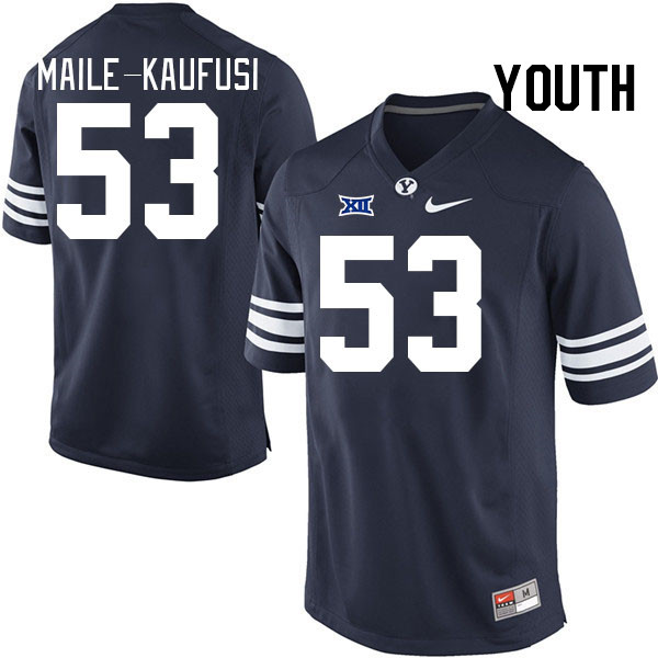 Youth #53 Orion Maile-Kaufusi BYU Cougars College Football Jerseys Stitched Sale-Navy